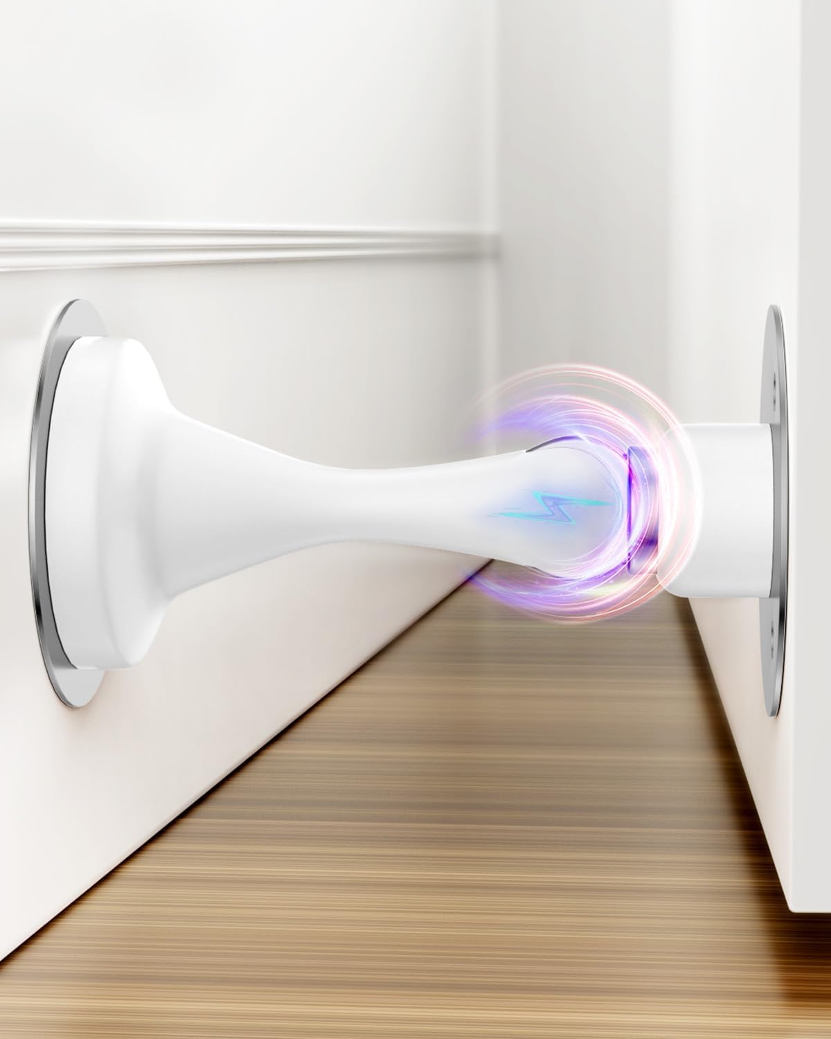 Magnetic Door Stoppers Door Catch - 1 Pack Stainless Steel Heavy Duty Door Stops for Bottom of Door, Wall & Floor Mounting No-Drill Strong Adhesive & Screws, Strong Door Holder to Keep Door Open Doorstop-White(1pcs)