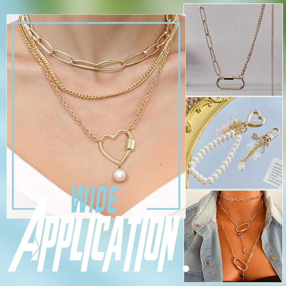 UNICRAFTALE 4Pcs Metal Screw Carabiner Golden Heart Lock Clasp Real 18K Gold Plated Hollow Hoop Core Metal 21.5mm Long for Jewelry Making Accessories - Image 6