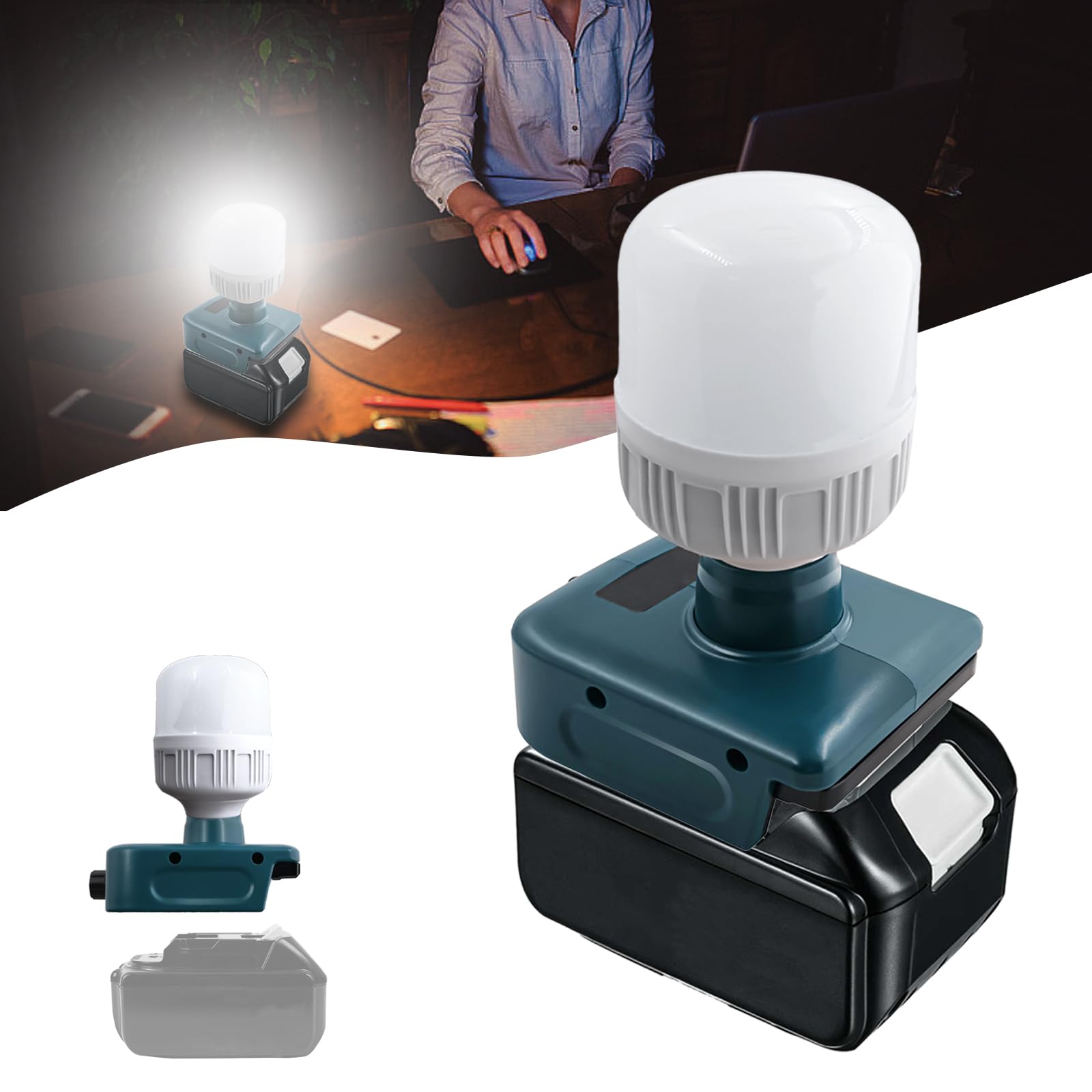 Cordless LED Work Light For Makita 18V Battery - 12W 1300LM Super Bright Portable Light