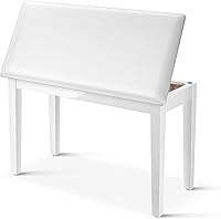 Vista 9 de Donner Banco de piano dúo con almacenamiento, banco de teclado de madera maciza, taburete, silla, asiento con libro de piano, acolchado con esponjas