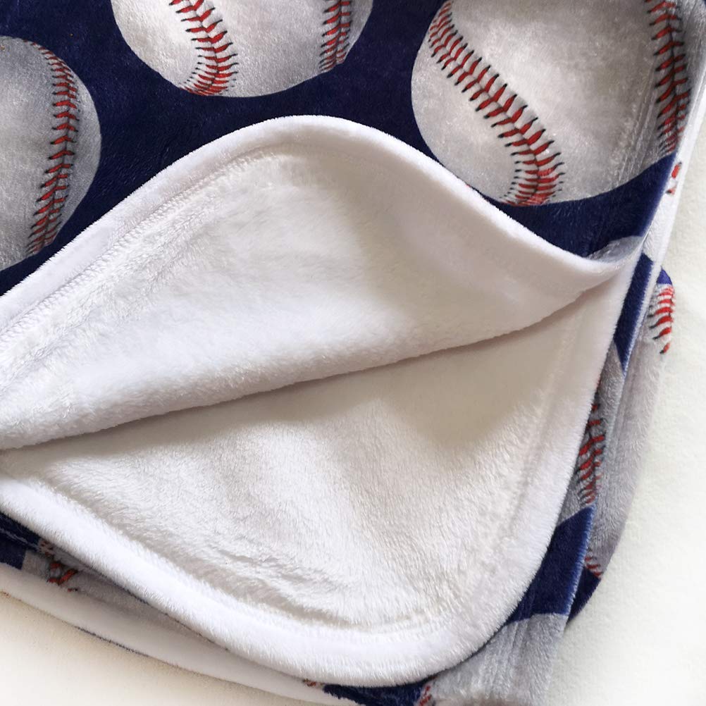 Personalized Baby Blanket With Name & Number - Super Soft Fleece, 31x47 Inches, Seamless Baseball Design
