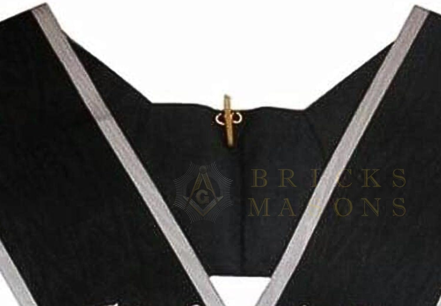 Bricks Masons 30th Degree Scottish Rite Collar - KAES Black Moire with Grey Borders