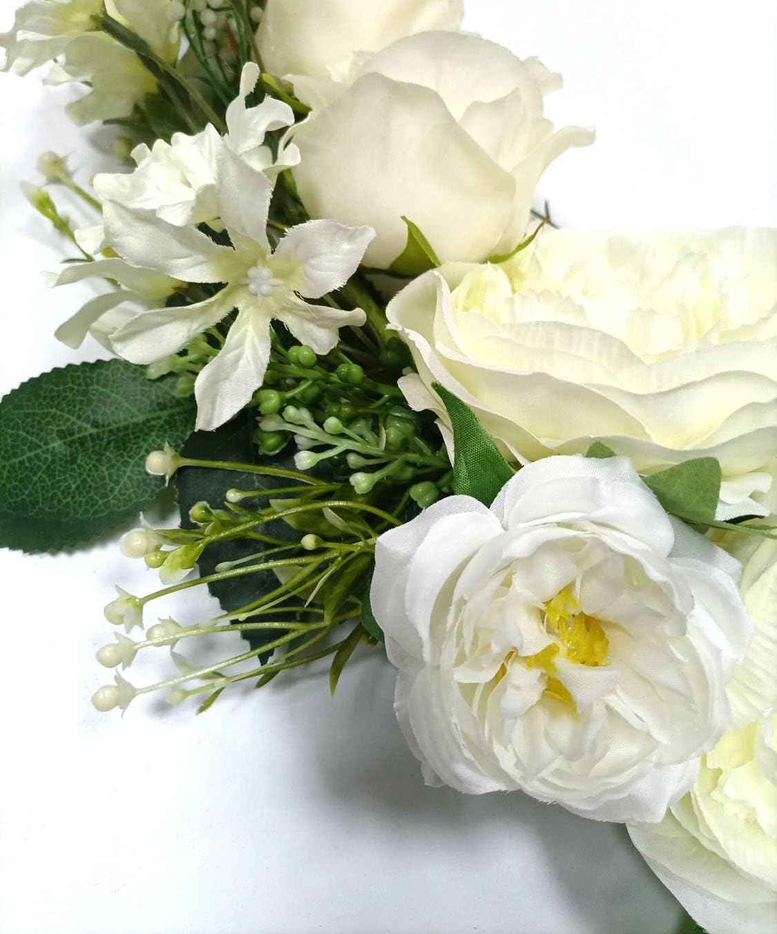 Set Di 2 Composizioni Fiori Artificiali Per Arco Matrimonio – Bianco, 60cm E 40cm, In Plastica