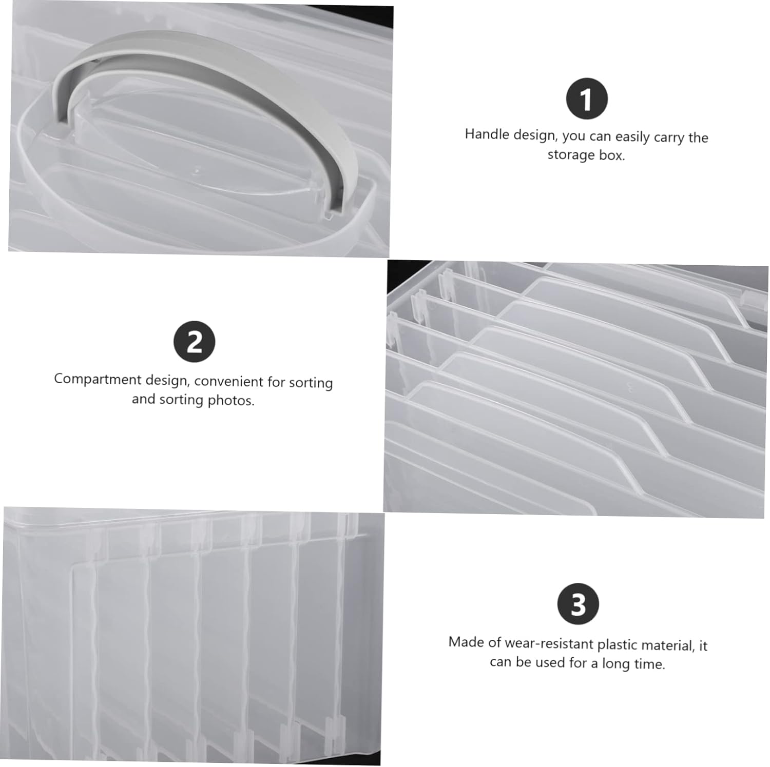 Portable Photo Storage Box Organizer Compartment Keeper for Pictures Game Cards Transparent Design for Easy Viewing Lightweight for Craft Greeting Card Organization
