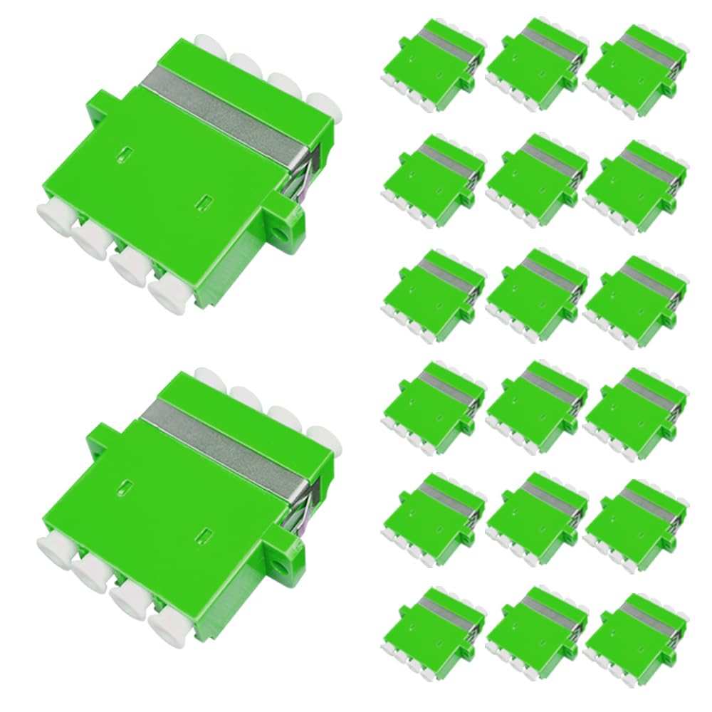 20Pcs LC to LC Fiber Optical Couplers 4 Fiber Channels Adapters Cable Connectors for APC end face with Panel Mounting Wing for Fiber Optic Patch Cable