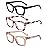 REAVEE 3 Pack Oprah Style Reading Glasses for Women,Blue Light Blocking Cute Oversized Square Computer Readers with Spring Hinge 0.0