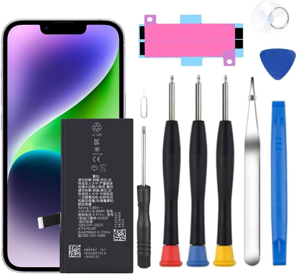 Battery for iPhone 14 Plus, 2026 New Upgraded Battery Replacement for iPhone 14 Plus A2886, A2632, A2885, A2896, A2887 with Professional Repair Tool Kit