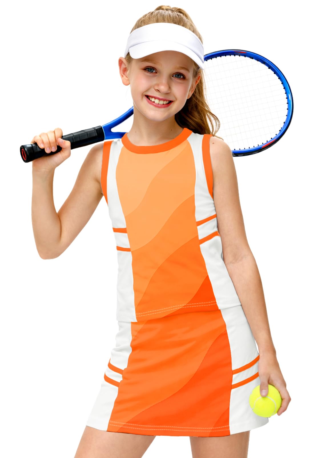AOBUTE Girls Tennis Golf Outfit Tank Top and Skirt with Shorts Set 4-12 Years