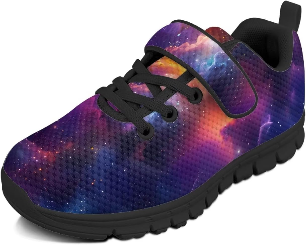 Girls Athletic Shoes with Hook and Loop Cute Print Breathable Mesh Tennis for Little Kid/Big Kid US 10.5-2.5