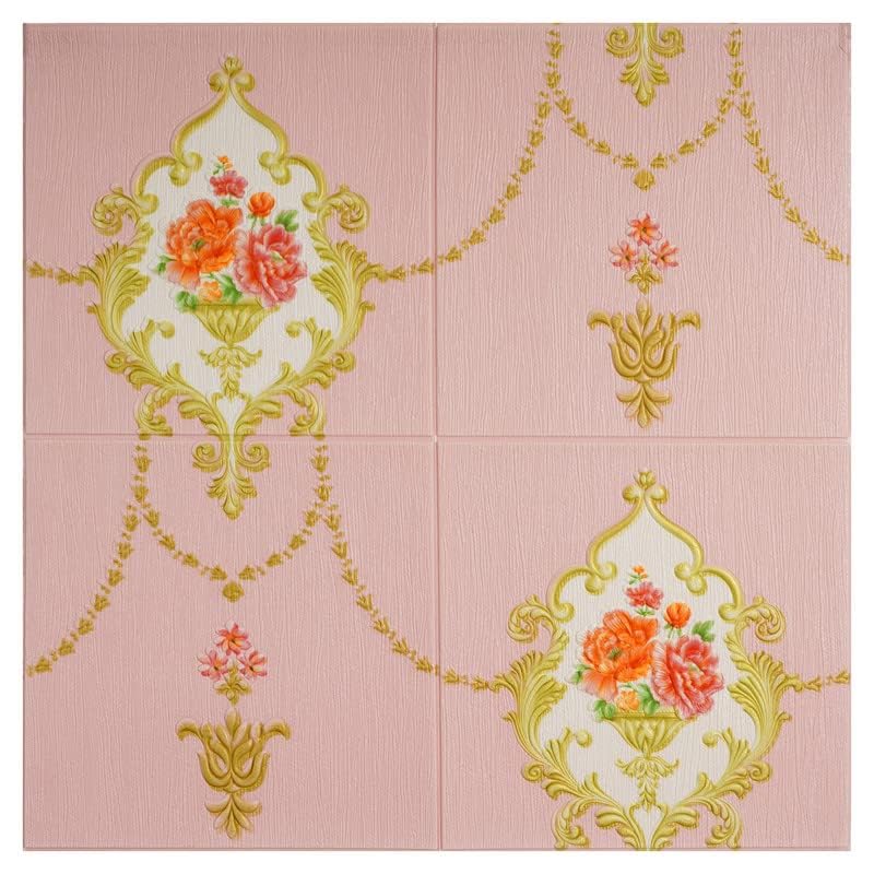 RUDVED 3D Diamond Wallpaper PE Foam self Adhesive Diamond Design Wall Stickers/DIY Wallpaper for Home Hotel Living Room Bedroom Cafe Deco (70 x 70 cm Brown) (Pink Royal)