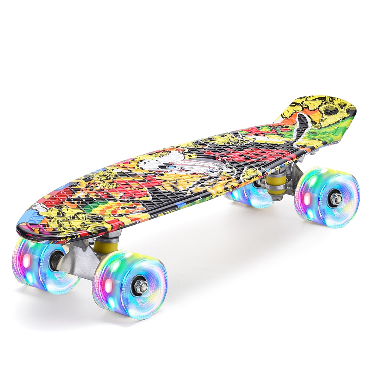 ERNAN Skateboard Complete 22 Inch Mini Cruiser, Rodamientos ABEC-7 y Ruedas 78A PU - para Niños, Adultos, Principiantes con Ruedas Light Up Complete Skateboard - 2