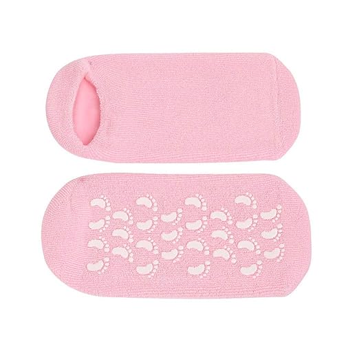 2 pares de calcetines de gel hidratantes para mujeres y hombres, para suavizar la piel agrietada, antideslizantes, de algodón suave, calcetines de