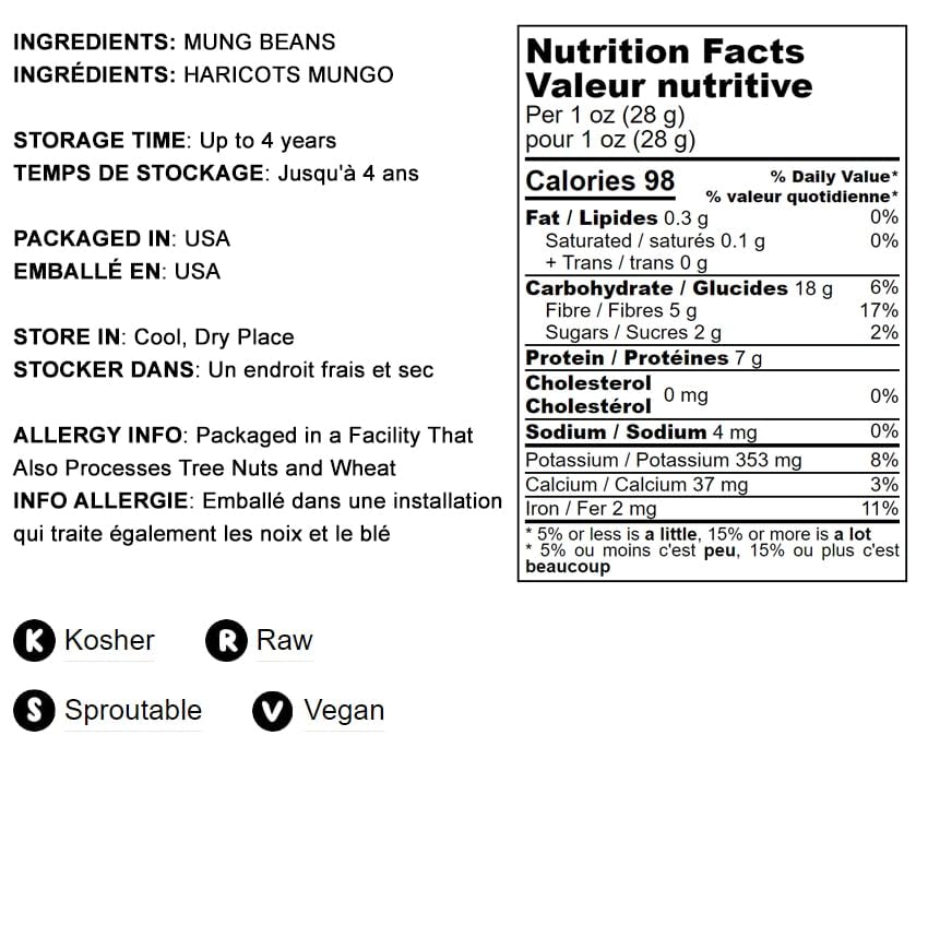 Vista 3 de Food to Live - Frijoles mungos secos (Kosher, Granel)