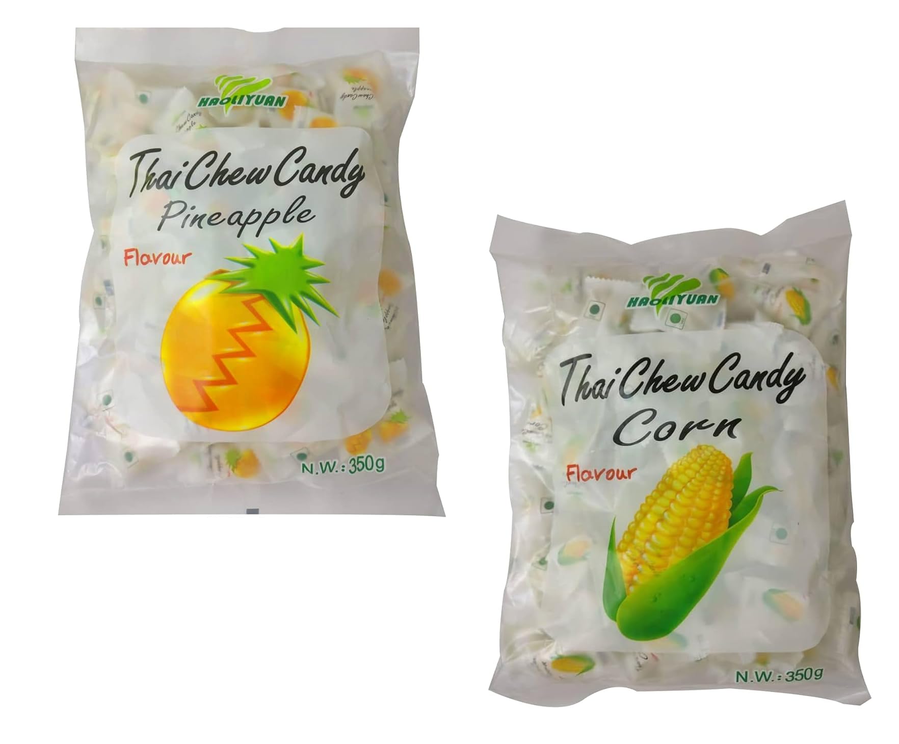 Haoliyuan Thai Chew Pineapple Candy and Thai Chew Corn Flavored Candy (2 x 350g)
