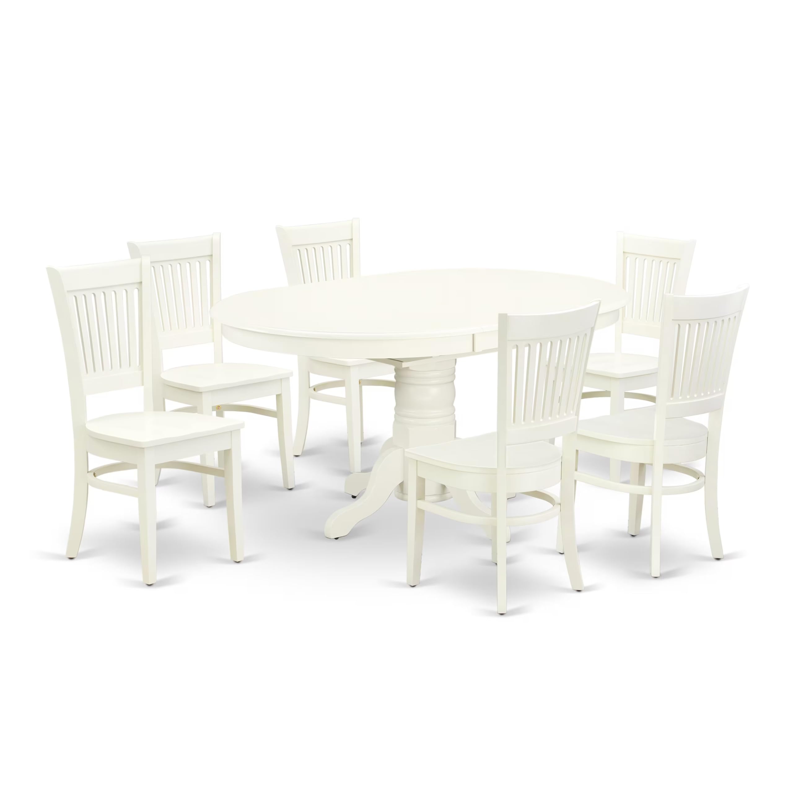 East West Furniture AVVA7-LWH-W 7 Piece Dining Set
