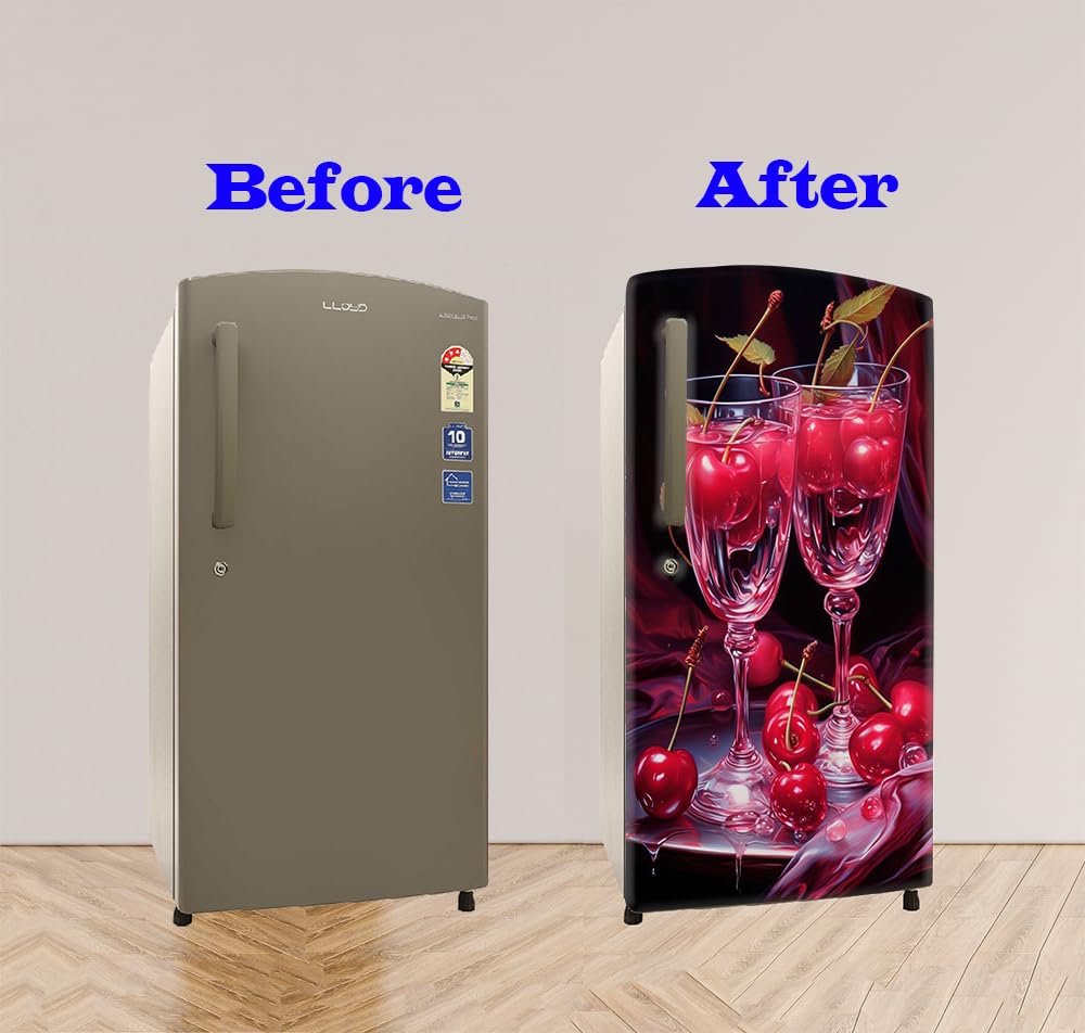 Wallpaper Mart Single Door Fridge Sticker, Decorative Refrigerator Sticker Vinyl Fridge Wrap (24x49 Inch) Design106