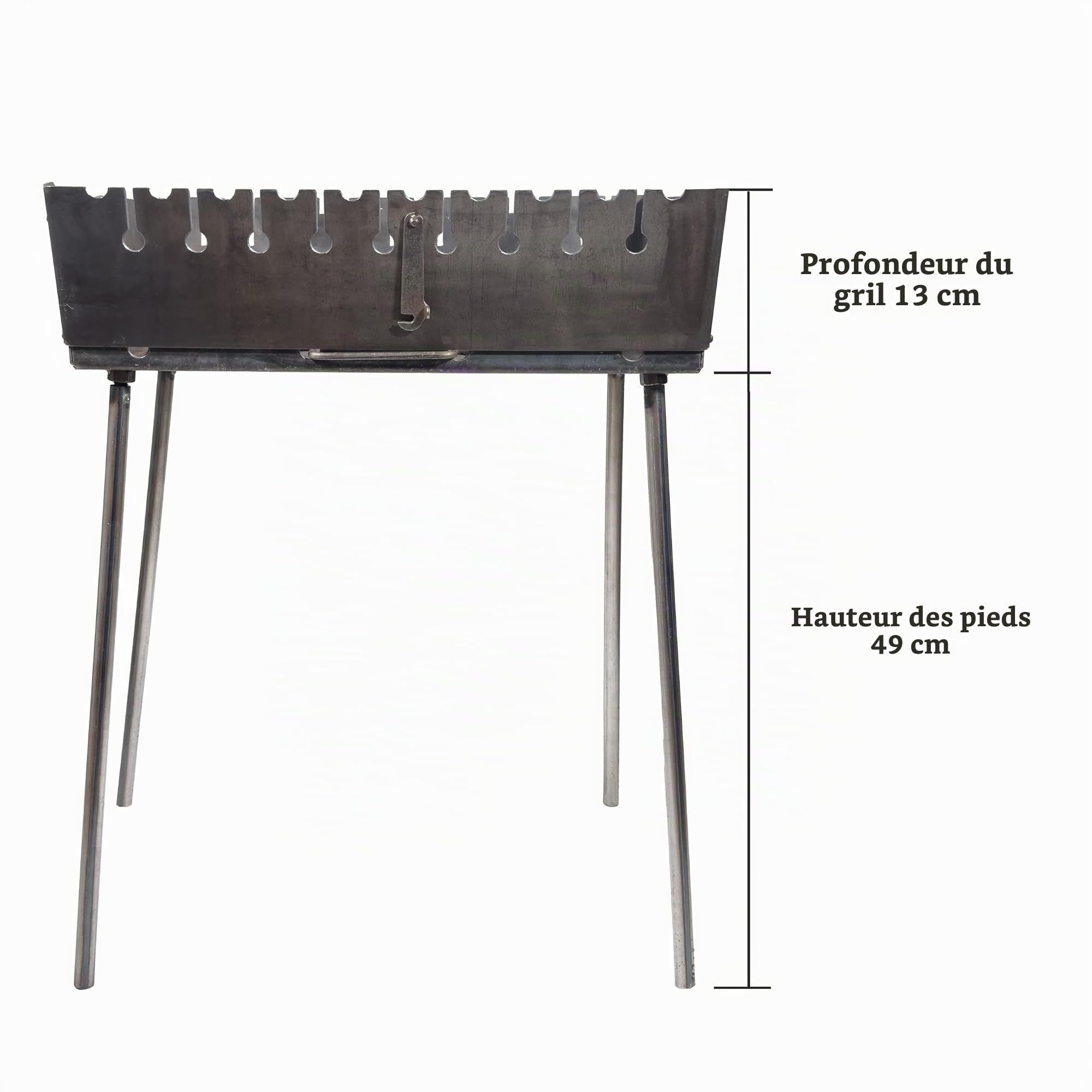 Mangal Barbecue au charbon de bois – Barbecue pliable en format valise en acier de 2 mm pour 10 brochettes – Barbecue portable au charbon pour camping, jardin, pique-nique et voyage