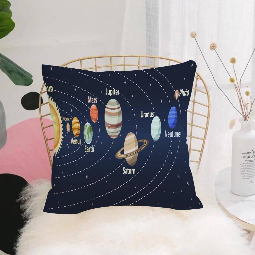 HYOSXW Cushion Cover,Throw Pillow Case Home Decorative for Living Room Bedroom Sofa Chair 16X16 Inch,planets of Solar System. Vector colorful illustration,Pillowcase 40X40cm