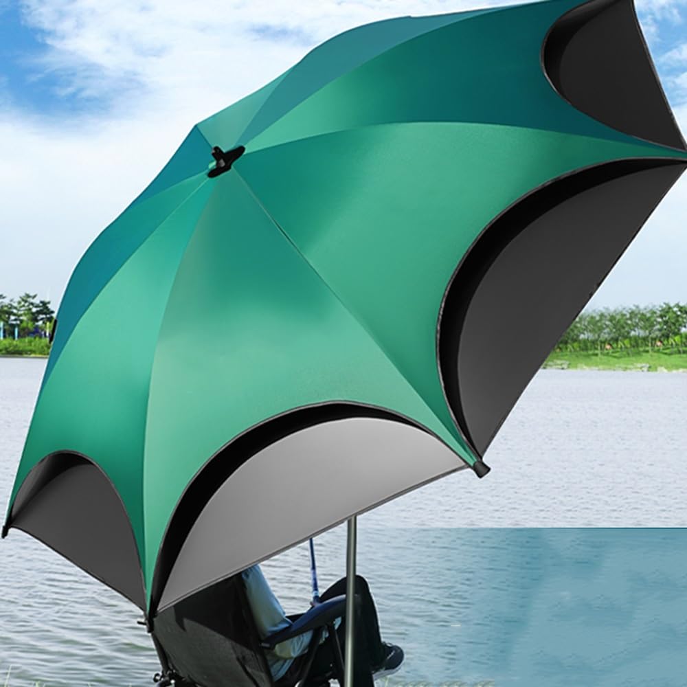Ombrellone da pesca antivento da 2,2 m (7,2 piedi), portatile, regolabile a 360 gradi, per esterni, spiaggia, parasole, verde, 2,2 m