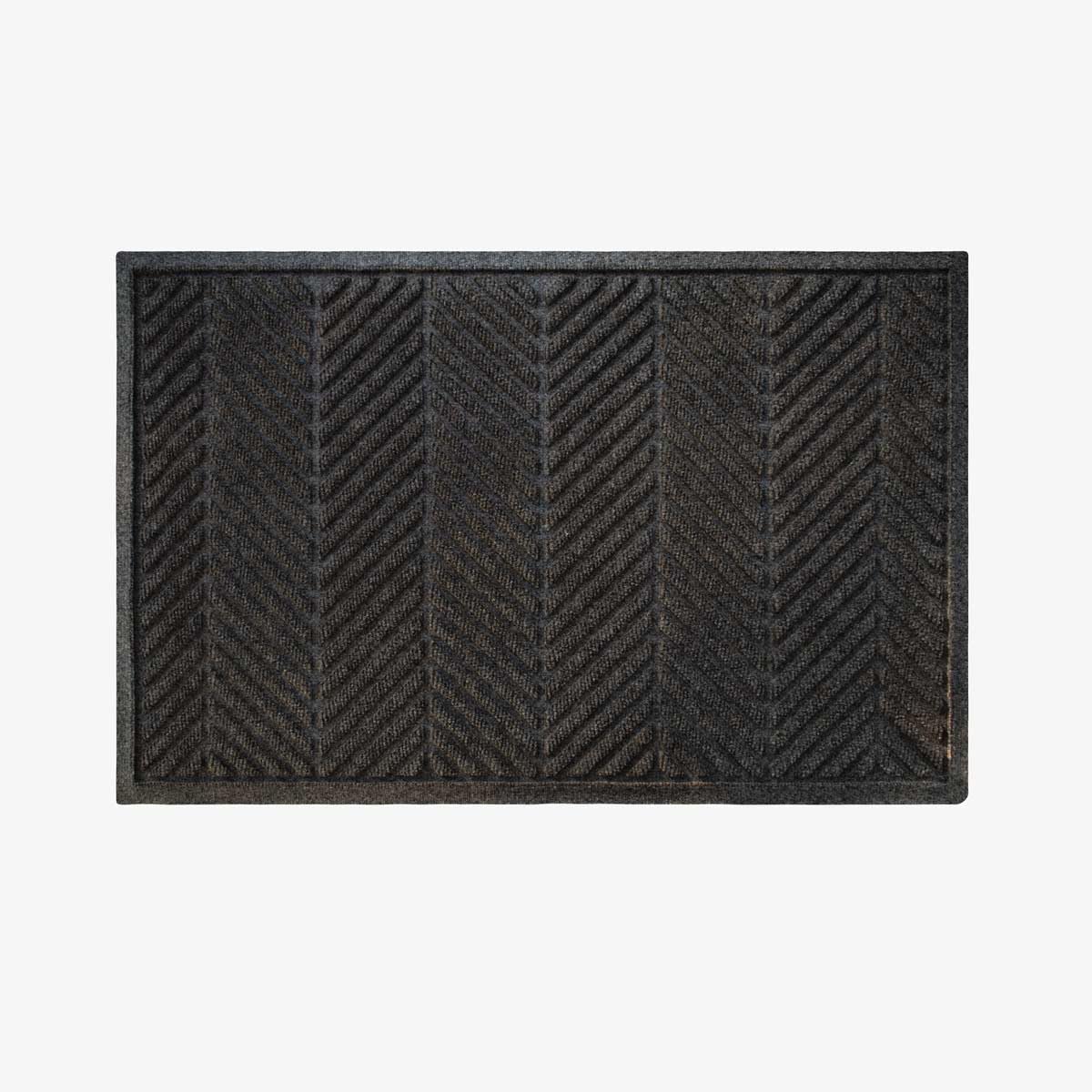Waterhog Machine Washable Door Mat, Herringbone Charcoal 90 x 150 cm - Heavy Duty Dirt Trapper Entrance Mat, Non-Slip Rubber Backed, Indoor/Outdoor Use, Made in Europe