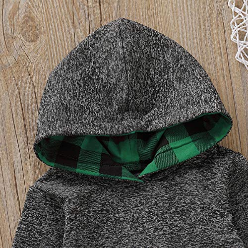 Borlai Baby Kerst Hoddie Plaid Outfits Hodded Romper Broek Kleding Set 0-18 maanden - Afbeelding 5