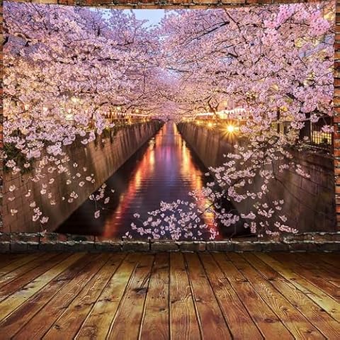 JAWO Cherry Blossom Japanese Wall Tapestry Cover