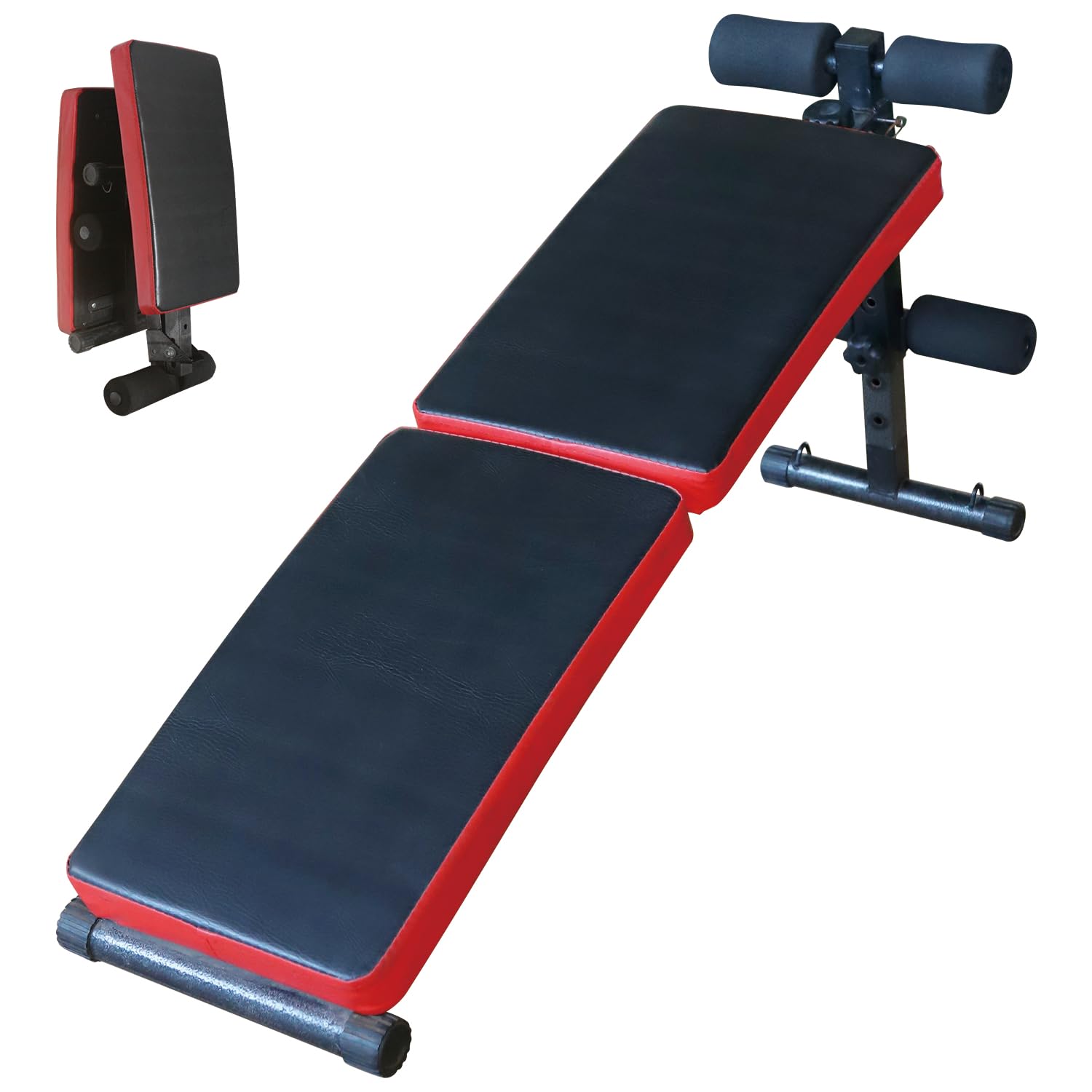 Sit Up Bench Folding Adjustable Workout Bench for Ab Exercise, Strength Training Weight Bench for Home Gym (Red)