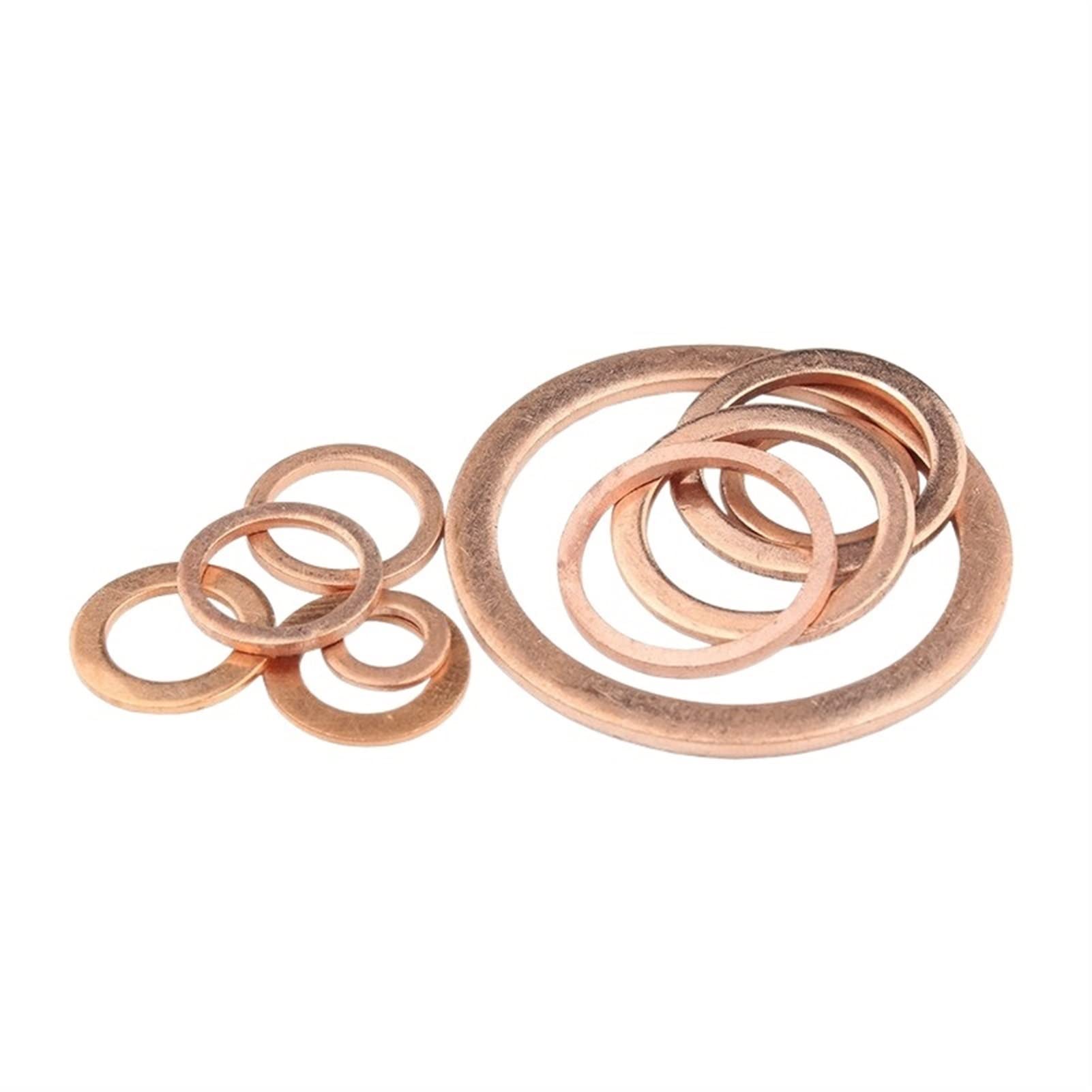 Rondelle, rondelle piatte Penny in metallo, M26 Guarnizione di tenuta Diametro interno Anello di tenuta Lamiera sottile T3 Rondella in rame rosso(10pcs,26x31x2)