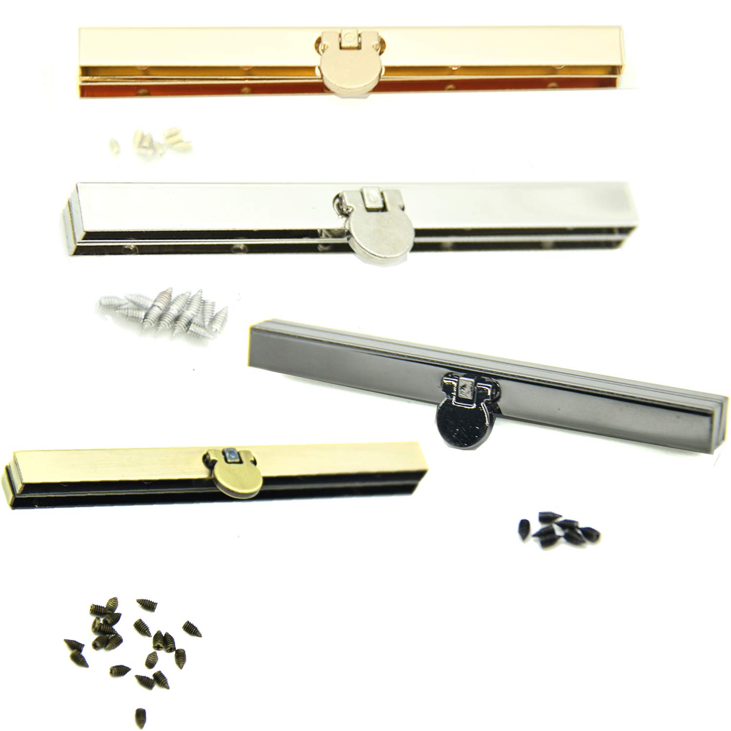 Metal Purse Frame, Clasp Lock Packs, Kiss Coin Bag Kiss Clasp Lock, Squared Design Bag Clutch Frame DIY Craft, 4 Colors Purse Clasp Frame, Bag Supplies for Purse Making, 11.4CM/4.5Inch