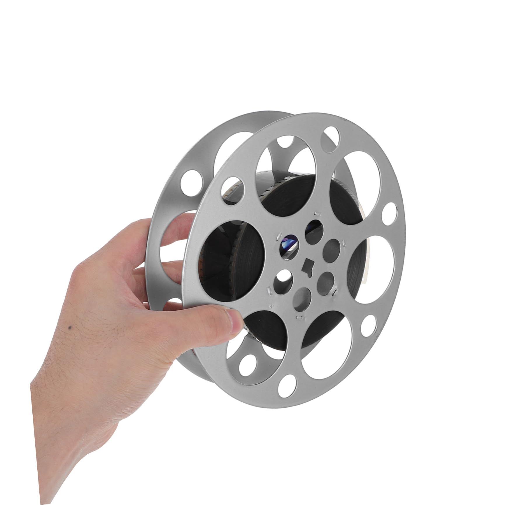 COHEALI Centrotavola Bobina Film Vintage in Ferro Argento 18 Cm | Tema Cinema per Feste, Portatile e Leggero, Texture Raffinata, per Designer e Collezionisti