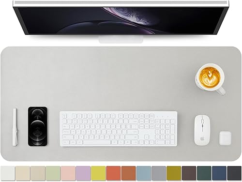 Miniatura 46 de Tapete de escritorio de piel antideslizante de poliuretano (PU), para organización de escritorio y accesorios, ideal para alfombrilla de mouse y de