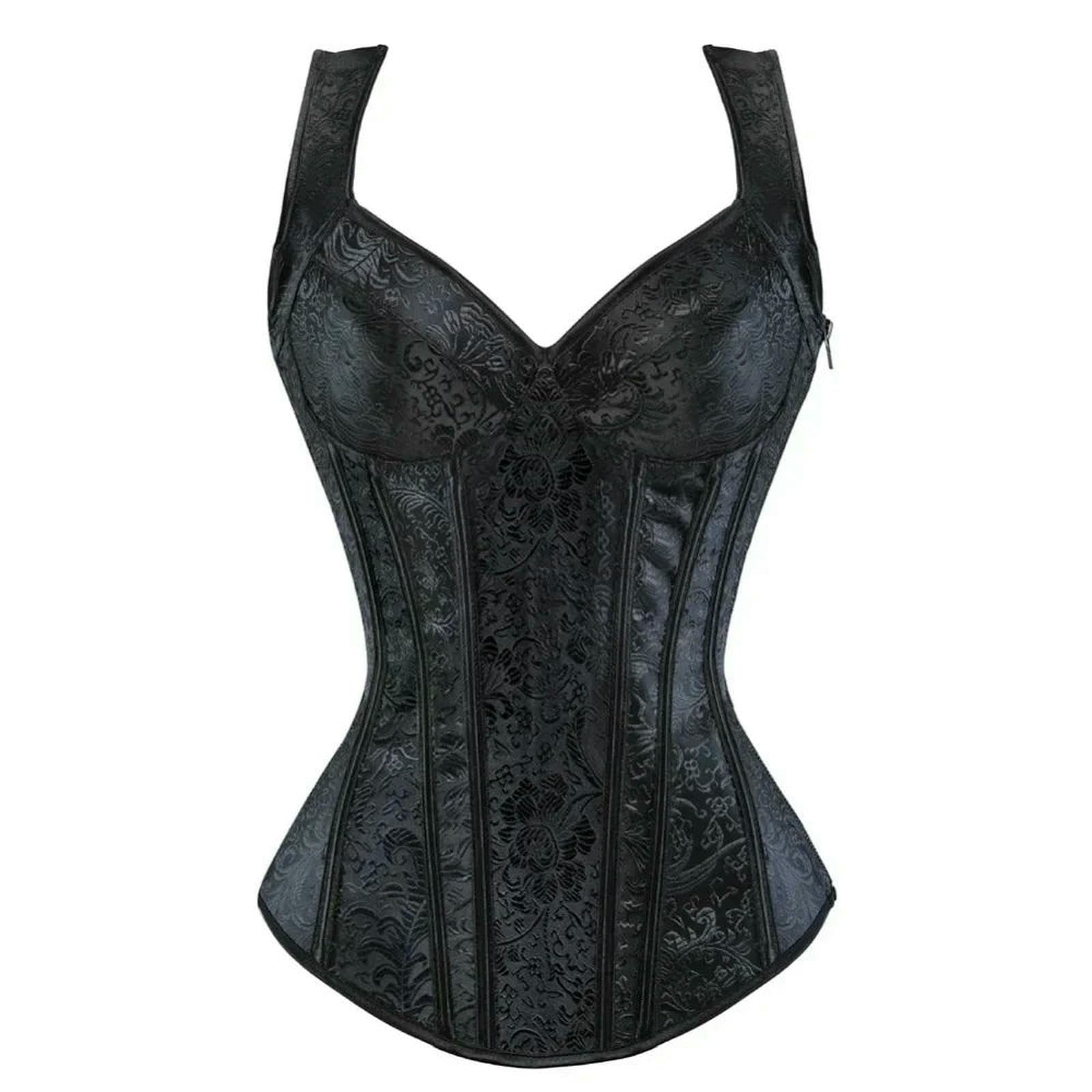 Ceinture amincissante Femme Corsetti Top Gilet Hot Shaper Bustiers Corsetto Burlesque Lingerie Overbust Gotico Abbigliamento Corsage Medievale Donne Nero-black-5xl