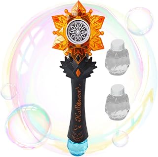 Halloween Bubble Wands,Halloween Crystal Pinwheel Automatic Bubble Blower with Light and Music - Bubble Maker for 1000+ Bubbles Per Min, Birthday, Halloween Witch Toy Bavokon