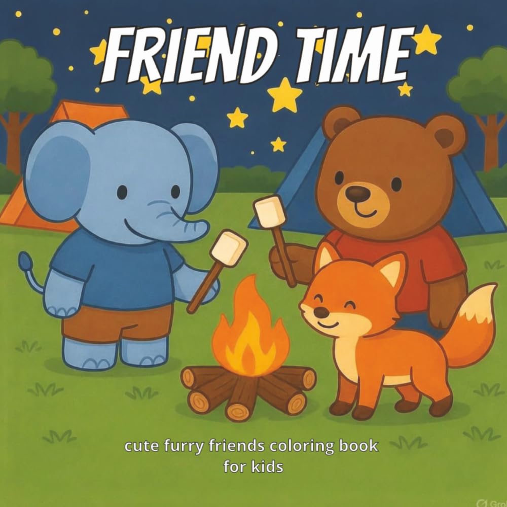 Friend Time Coloring Book: Ages 4-8: Bold and Easy Designs of Playful Friends on Exciting Adventures