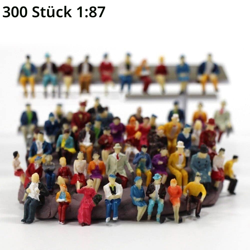 300 Stück Eisenbahn-Zug-Layout im Maßstab 1:87 HO, Modell Figuren Verschieden stehende Figuren bemalte Figuren, Modell-Personen, Passagiere, HO-Maßstab, Modelleisenbahn, Straße, Passagier