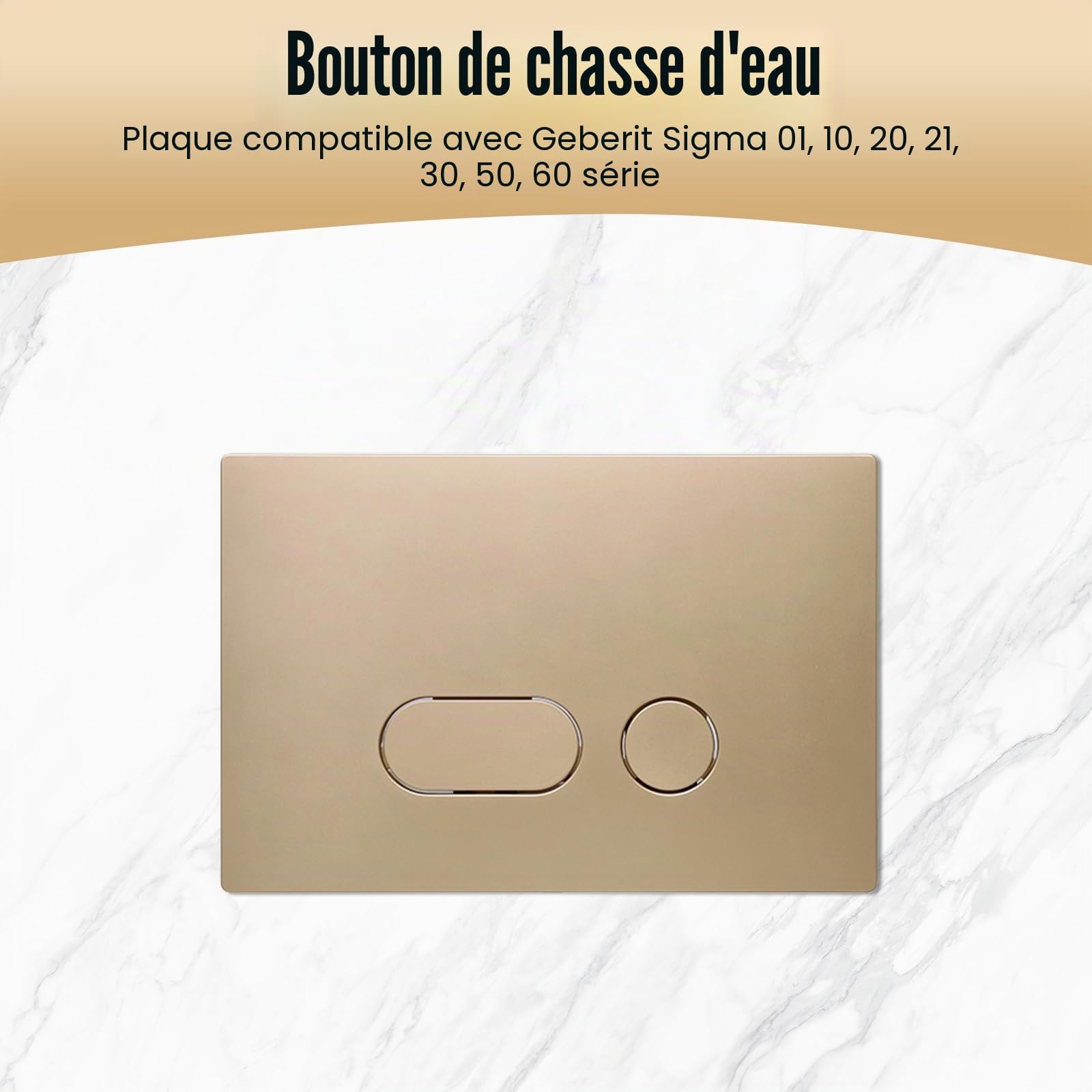 ACESOME Pour plaque de déclenchement Geberit Sigma 01, Sigma10, Sigma20, Sigma21, Sigma30, Sigma50, Sigma60, plaque de déclenchement en plastique pour chasse à 2 débits (doré)