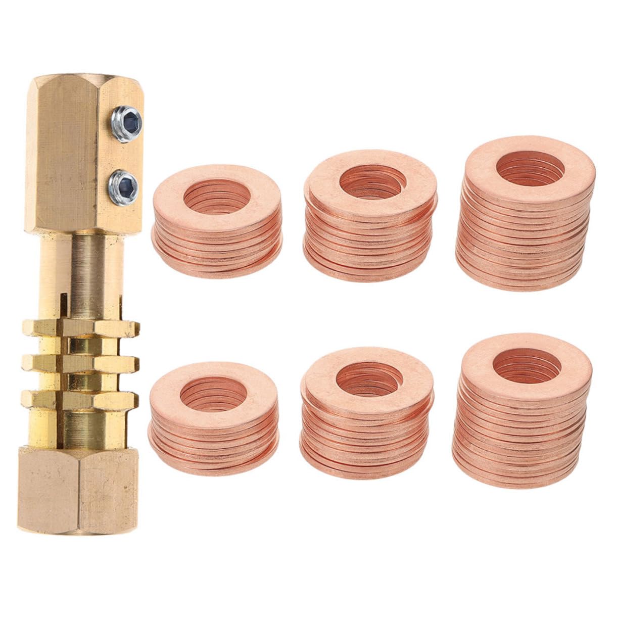 Ciieeo 200Pcs Copper Flat Ring Gaskets for Automotive Repair Sealing Washers for Dent Puller Kit with Locking Head and Washers for Body Issues