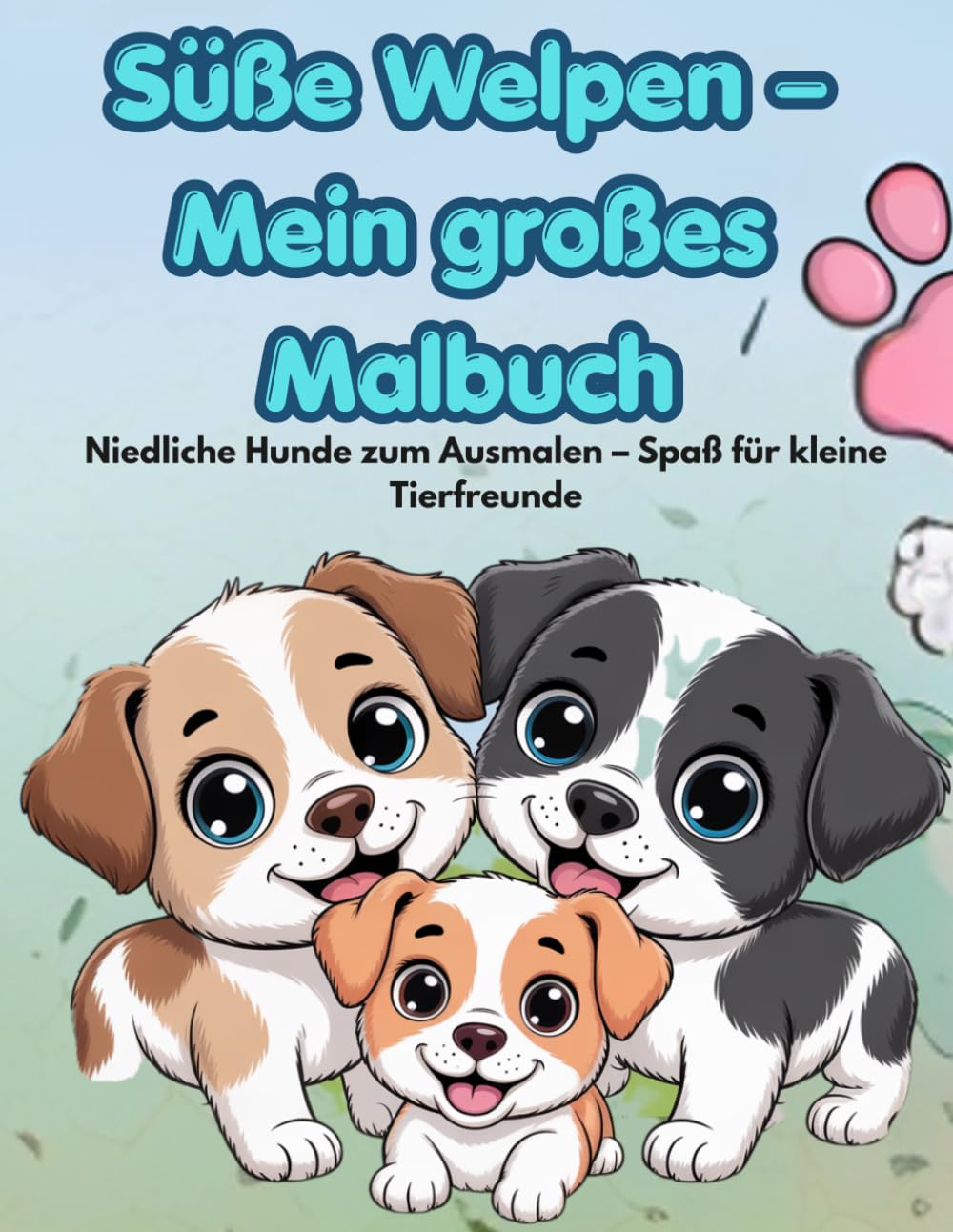 Süße Welpen - Mein großes Malbuch: Süße Hunde zum Ausmalen – Niedliche Welpen Ausmalbilder für Kinder ab 4 Jahren