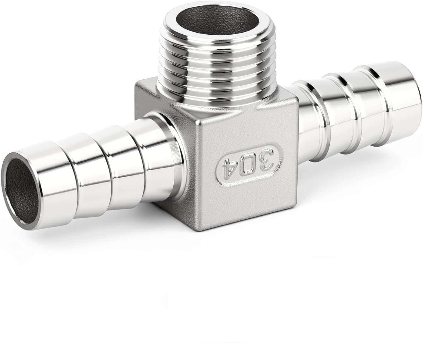 1 conector de tres vías for manguera acero inoxidable 304 con gancho invertido, rosca externa BSP 1/2" x 20MM(3/8"BSP 12mm(T 1Pcs))