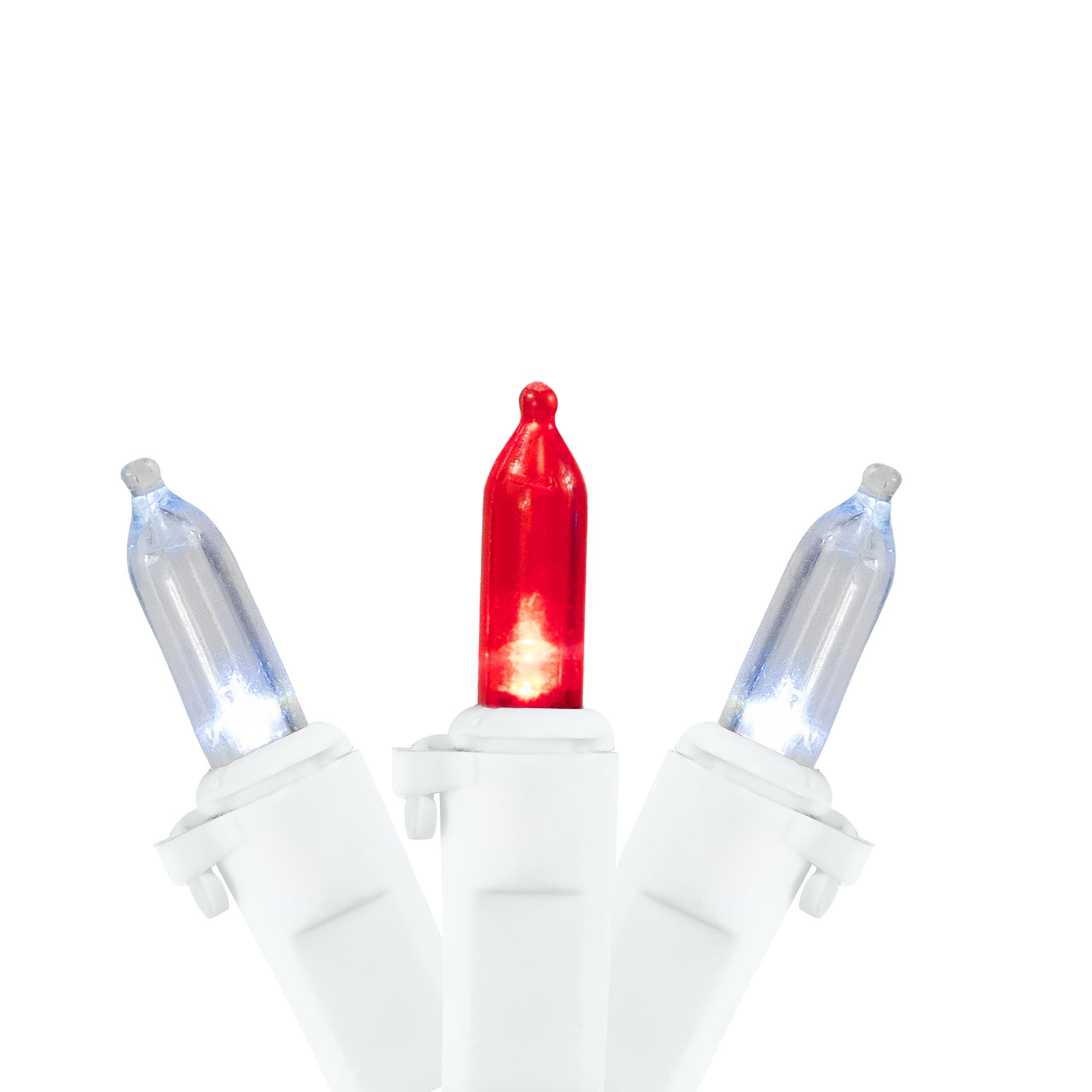 Northlight 100-Count Red and Pure White LED Mini Christmas Lights, 33ft White Wire