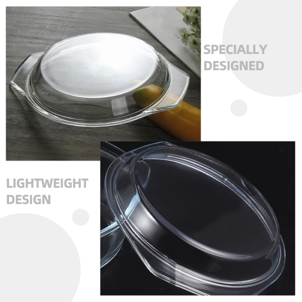 Hemoton Microwave Glass Cover 9.29X7.95 Inch Splashproof Lid with Handle Microwave Splatter Guard Food-Grade Plate Cover for Kitchen Bowls and Steamers