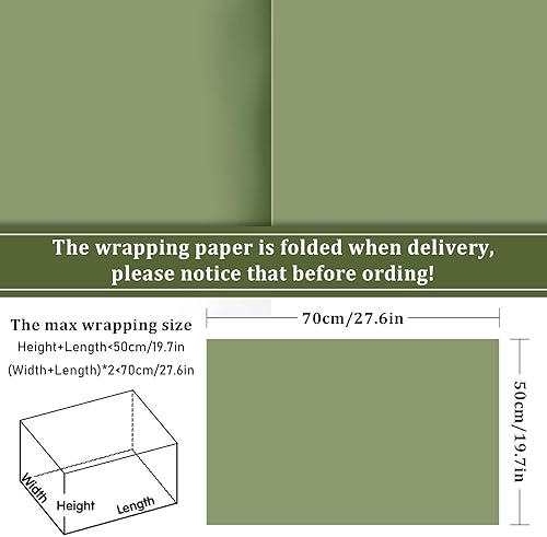 Miniatura 2 de Whaline Papel de regalo verde salvia, no se enrolla, 4 colores, papel de regalo verde degradado, plegado, plano, colorido, papel de arte para