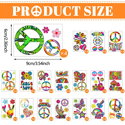 280 Pieces Hippie Temporary Tattoos Groovy Hippie Face Tattoos Stickers Assorted Love And Peace Hippie Stickers Multi Patterns Face For Kids Hippie Party Favors #TOP1