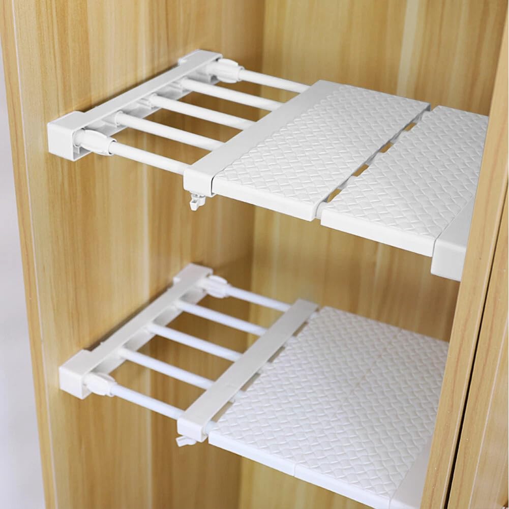 Estante Organizador de Armario de Ropa Extensible, Separadores de Armario de Bricolaje Ajustables, Estante de Tensión Separador para Armario, Armario, Baño, Cocina, Estantería (38‑55 cm)