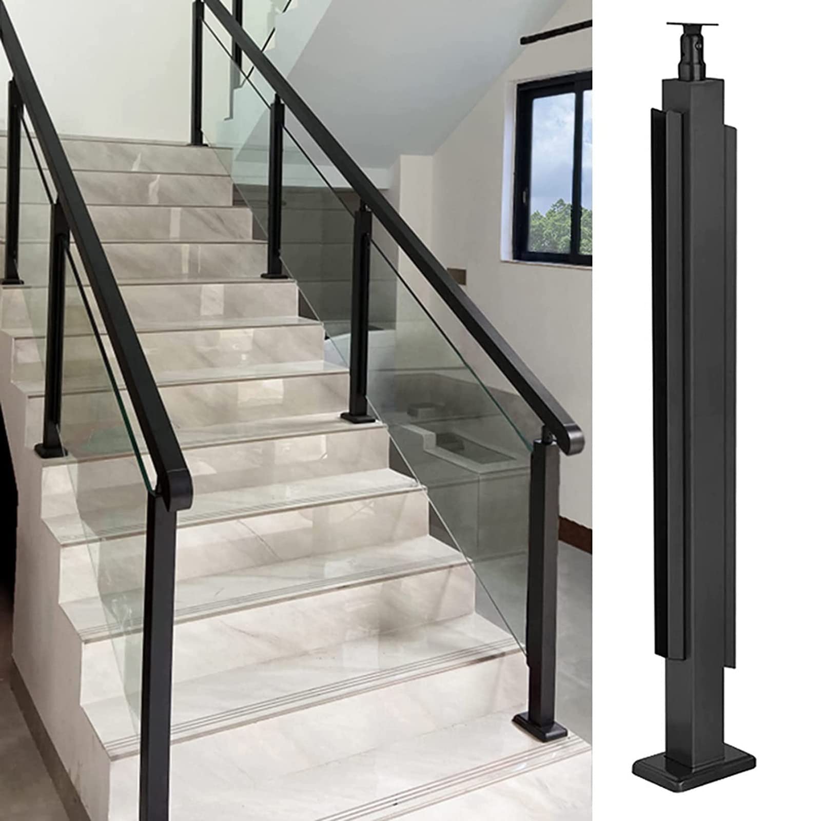 Poteau de garde-corps en verre 65 cm gris clair pour balustrade de piscine au sol