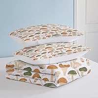 Vista 100 de SOULZZZ Juego de ropa de cama retro hippie tamaño matrimonial, edredón floral de hongos margaritas para niñas y mujeres, edredón negro con 2 fundas