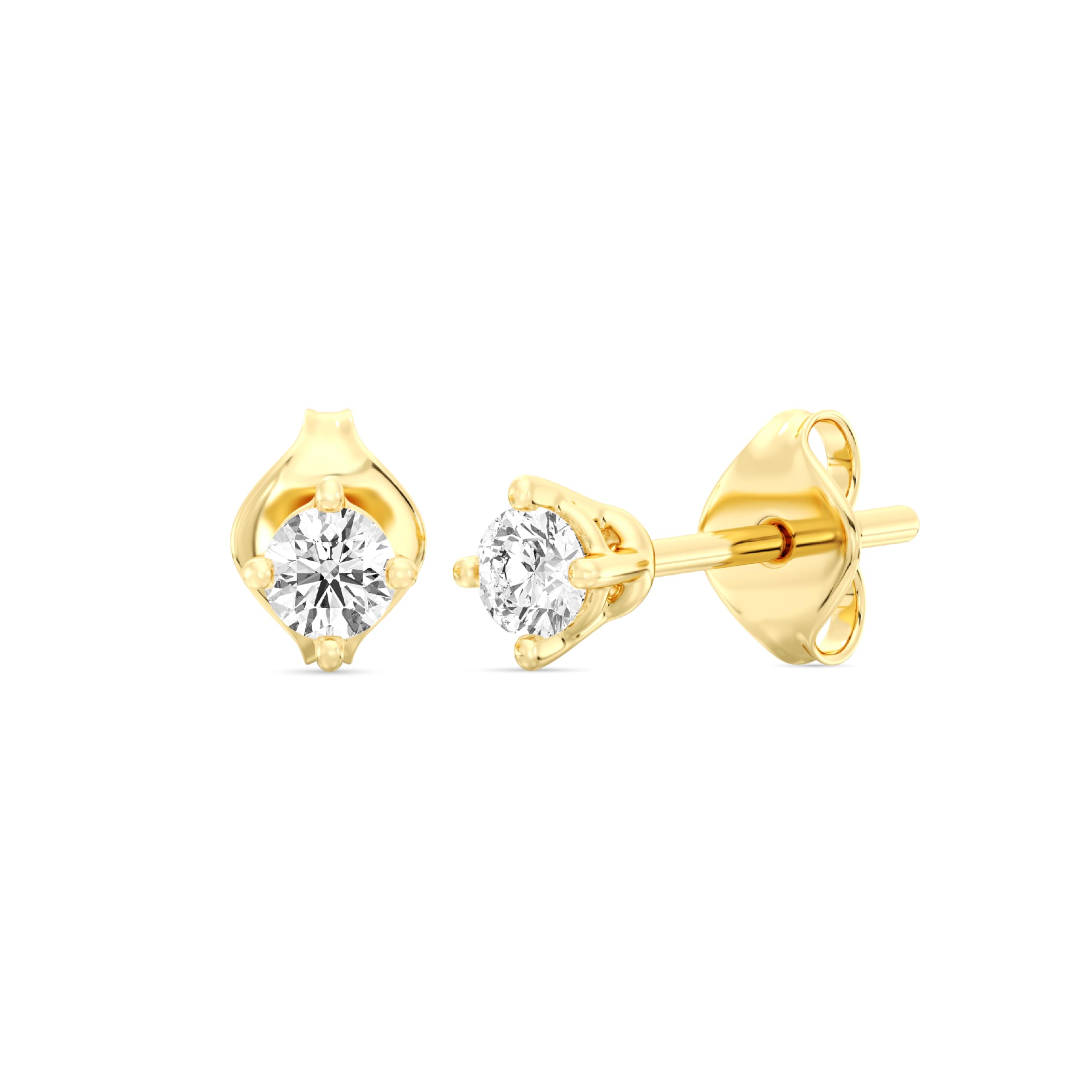 Gilded Lab-Grown Diamond 10KT White Gold and 10KT Yellow Gold Stud Earrings for Women| Hypoallergenic Fine Gold Jewelry | 4-Prong Basket, Push Back