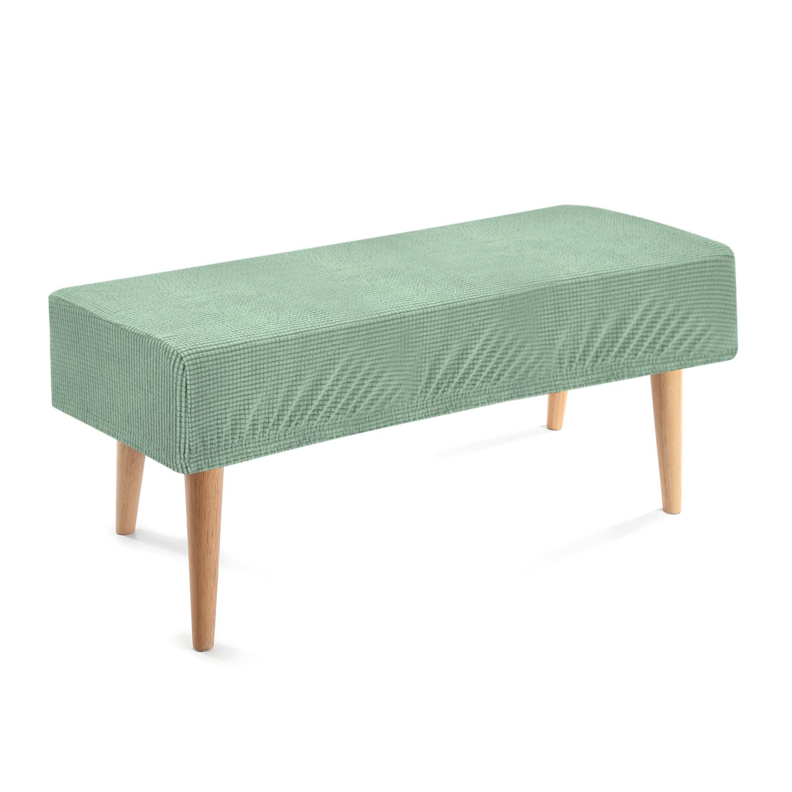 sourcing map Dining Bench Cover, Stretch Piano Long Bench Stool Slipcover, Rectangle Washable Seat Cushion Protector for Living Room, Bedroom and Kitchen, Light Green