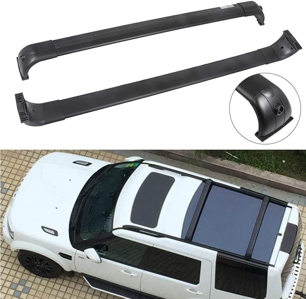 GDSMotor 2Pcs Baggage Luggage Rack Carrier Roof Rack Rail Cross Bars Crossbars Fits for Land Rover Discovery 3 Discovery3 LR3 2006-2016 - Black