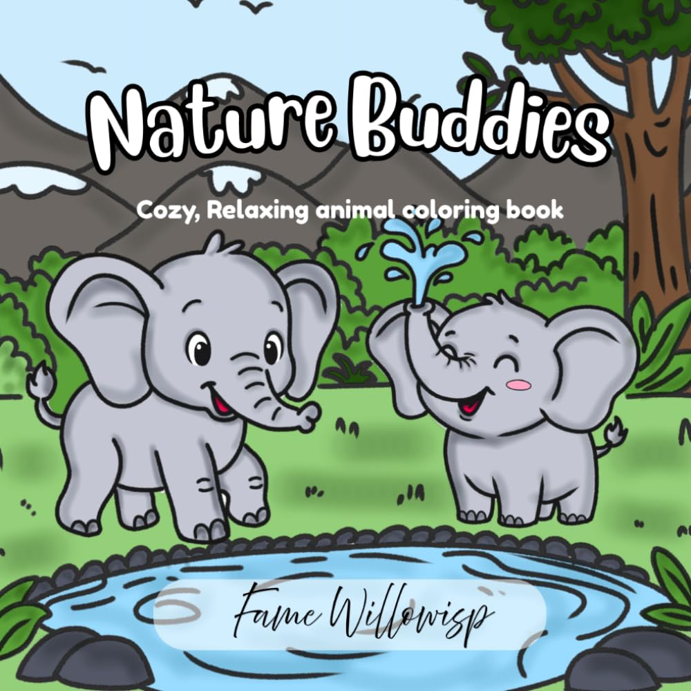 Nature buddies: cozy, relaxing animal coloring book